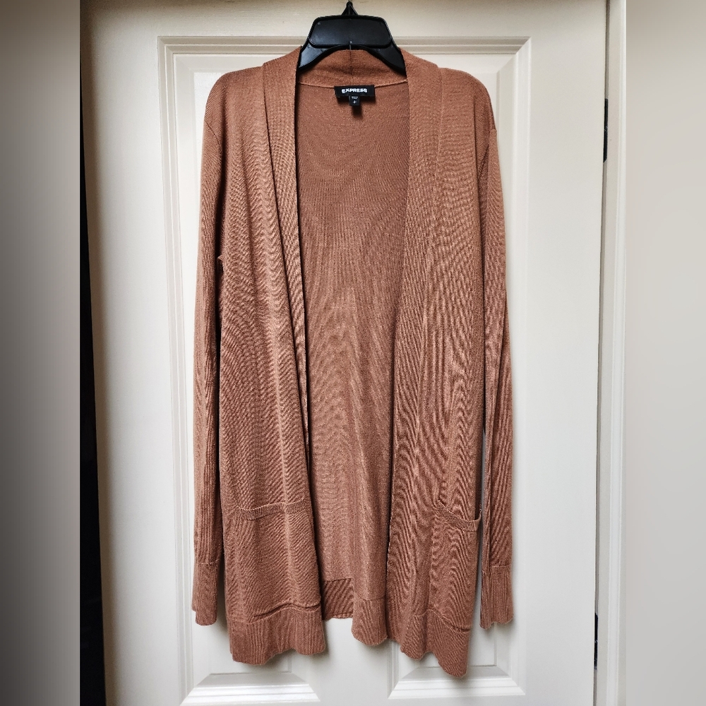 Express Open Front Cardigan, Tan, Size Small